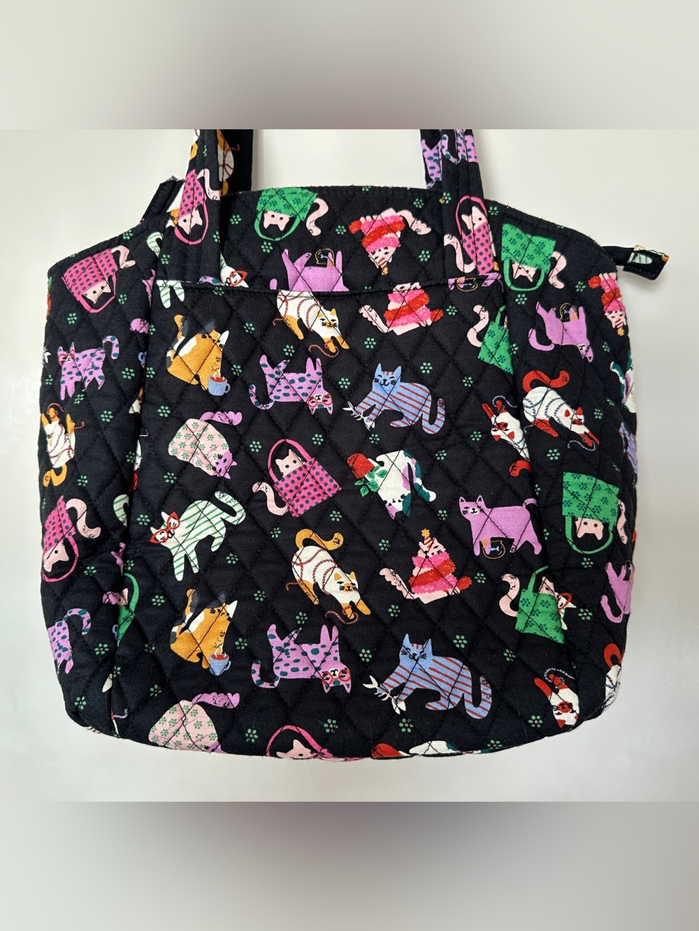 NWOT Vera Bradley Herding Cats Colorful Print Quilted Cotton Glenna Satchel Tote - Picture 3 of 7